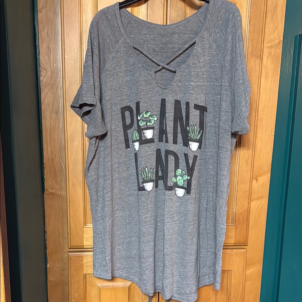 Gray Plant Lady Graphic T-Shirt